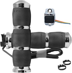 Avon Grips - Grips - Heated - Air Cushion - Metric - Chrome - Heated Grips - MT-AIR-90-CH-HT