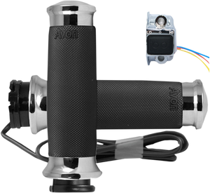 Avon Grips - Grips - Heated - Custom Contour - Cable - Chrome - Heated Grips - CC-85-CH-HT