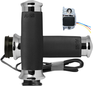 Avon Grips - Grips - Heated - Custom Contour - TBW - Chrome - Heated Grips - CC-85-CH-FLY-HT