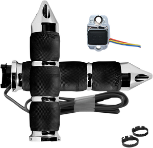 Avon Grips - Grips - Heated - Air Cushion - Spike - Metric - Chrome - Heated Grips - MT-AIR-90-C-S-H