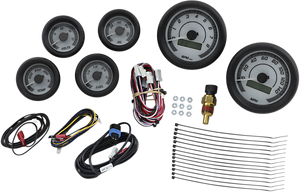 Dakota Digital - MVX-8K Series Analog/Digital 6-Gauge Kit - Black Bezel - White Face with Gray Background - MVX-8K Series Analog/Digital Gauge Kit  8604WGK Model - MVX-8604-WK-K Dakota Digital - MVX-8K Series Analog/Digital 6-Gauge Kit - Black Bezel - White Face with Gray Background - MVX-8K Series Analog/Digital Gauge Kit  8604WGK Model - MVX-8604-WK-K