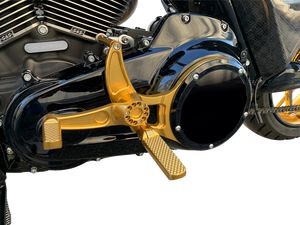 Hawg Halters - Mid Controls - Gold - Knurled Pegs - '16-'20 FLH - Mid Controls - MCK-FH16GS-FK