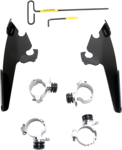 Memphis Shades - Fats/Slim Mounting Kit - Black - XL883 - Fats/Slim Windshield  Trigger-Lock Complete Mount Kit - MEB2001