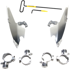 Memphis Shades - Fats/Slim Mounting Kit - Polished - XL883 - Fats/Slim Windshield  Trigger-Lock Complete Mount Kit - MEK2001