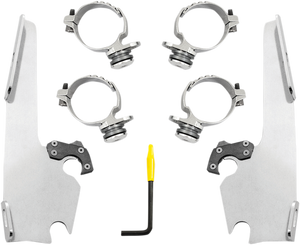 Memphis Shades - Fats/Slim Mounting Kit - Polished - FXDL - Fats/Slim Windshield  Trigger-Lock Complete Mount Kit - MEK2013