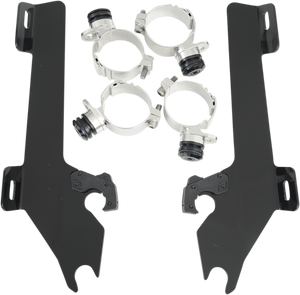 Memphis Shades - Batwing Trigger Lock Mounting Kit - Raider - Black - Fats/Slim Windshield Trigger-Lock Complete Mount Kit - MEK1954
