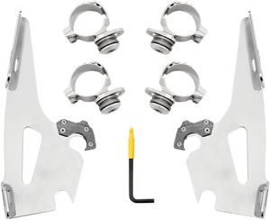 Memphis Shades - Fats/Slim Mounting Kit - Polished - Scout - Fats/Slim Windshield Trigger-Lock Complete Mount Kit - MEK2019