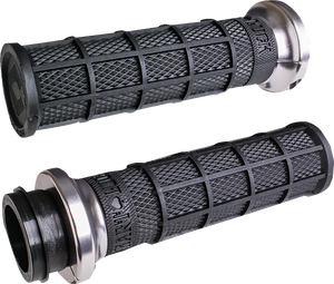 Odi - Grips - Hart Luck - Cable - Black/Silver - Harley Hart-Luck Signature V-Twin Lock-On Grips - V31HCW-BB-S