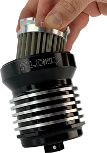 Pc Racing - Oil Filter with Polished Fins - Black - Flo Reusable "Spin-on" Oil Filter - PCS1BC Pc Racing - Oil Filter with Polished Fins - Black - Flo Reusable "Spin-on" Oil Filter - PCS1BC