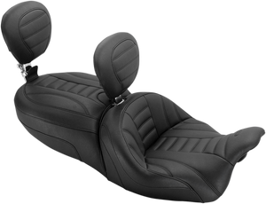 Mustang - Freewheeler Vintage Seat - w/ Driver and Passenger Backrest - One-Piece Vintage 2-Up Touring Seat - 79595