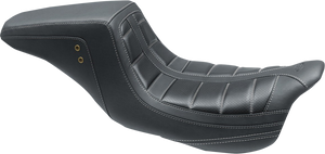 Mustang - Squareback One-Piece Seat - Tuck and Roll - Black w/ Gun Metal Stitching - Squareback One-Piece Seat - 75239GM