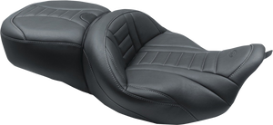 Mustang - One-Piece Deluxe Touring Seat - Black w/ Gun Metal Stitching - One-Piece Deluxe Touring Seat With Removable Backrest Option - 79006GM Mustang - One-Piece Deluxe Touring Seat - Black w/ Gun Metal Stitching - One-Piece Deluxe Touring Seat With Removable Backrest Option - 79006GM