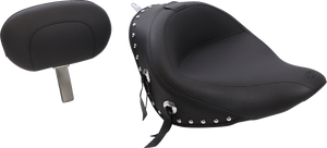 Mustang - Wide Solo Seat - With Backrest - Black - Studded W/Concho - Softail '06-'10 - Wide Solo Seat with Removable Backrest - 79532 Mustang - Wide Solo Seat - With Backrest - Black - Studded W/Concho - Softail '06-'10 - Wide Solo Seat with Removable Backrest - 79532