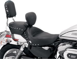 Mustang - Wide Solo Seat - With Backrest - Black - Studded W/Concho - XL '04-'21 - Wide Solo Seat with Removable Backrest - 79437