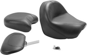 Mustang - Seat - Vintage - Wide - Touring - With Driver Backrest - Two-Piece - Smooth - Black - VL - Vintage Wide Touring Seat With Driver Backrest - 79283 Mustang - Seat - Vintage - Wide - Touring - With Driver Backrest - Two-Piece - Smooth - Black - VL - Vintage Wide Touring Seat With Driver Backrest - 79283