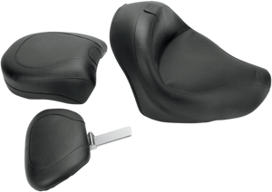 Mustang - Seat - Vintage - Wide - Touring - With Driver Backrest - Two-Piece - Smooth - Black - VT750 Aero - Vintage Wide Touring Seat With Driver Backrest - 79391 Mustang - Seat - Vintage - Wide - Touring - With Driver Backrest - Two-Piece - Smooth - Black - VT750 Aero - Vintage Wide Touring Seat With Driver Backrest - 79391