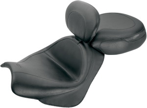 Mustang - Seat - Vintage - Wide - Touring - With Driver Backrest - Two-Piece - Smooth - Black - VTX18 - Vintage Wide Touring Seat With Driver Backrest - 79341 Mustang - Seat - Vintage - Wide - Touring - With Driver Backrest - Two-Piece - Smooth - Black - VTX18 - Vintage Wide Touring Seat With Driver Backrest - 79341