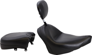 Mustang - Seat - Vintage - Wide - Touring - With Driver Backrest - Two-Piece - Smooth - Black - Vegas - Vintage Wide Touring Seat With Driver Backrest - 79381