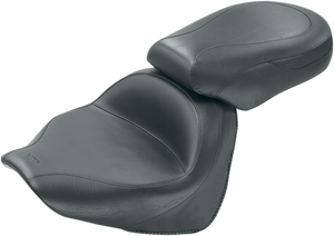 Mustang - Seat - Vintage - Wide - Touring - Without Driver Backrest - Two-Piece - Smooth - Black - Vintage Wide Touring Seat - 76563 Mustang - Seat - Vintage - Wide - Touring - Without Driver Backrest - Two-Piece - Smooth - Black - Vintage Wide Touring Seat - 76563