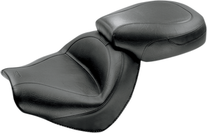 Mustang - Seat - Vintage - Wide - Touring - Without Driver Backrest - Two-Piece - Smooth - Black - Vintage Wide Touring Seat - 76191 Mustang - Seat - Vintage - Wide - Touring - Without Driver Backrest - Two-Piece - Smooth - Black - Vintage Wide Touring Seat - 76191