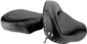 Mustang - Seat - Wide - Touring - Without Backrest - Two-Piece - Chrome Studded - Black w/Conchos - VStar 950 - Wide Touring Seat - 76070 Mustang - Seat - Wide - Touring - Without Backrest - Two-Piece - Chrome Studded - Black w/Conchos - VStar 950 - Wide Touring Seat - 76070