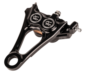 Performance Machine - Rear Caliper & Bracket - Gloss Black - 4-Piston Caliper & Mounting Bracket - 1256-0084-BM Performance Machine - Rear Caliper & Bracket - Gloss Black - 4-Piston Caliper & Mounting Bracket - 1256-0084-BM