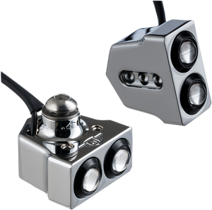 Joker Machine - LED Side Mount Turn Signal - Chrome/Amber - Rat Eye LED Turn Signals - 05-208-AC