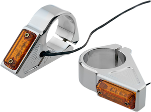 Joker Machine - LED Turn Signals - 41 mm - Chrome - Rectangle LED Fork Mount Turn Signals - 05-301-3