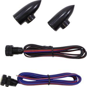 Paul Yaffe Bagger Nation - LightningBullet - Marker LIghts - Amber/White - Black - Lightning Bullets Run/Turn LED Lights - LB-F-DRL-B