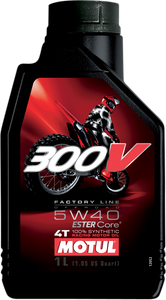 Motul - 300V Synthetic Ester Oil - 5W-40 - 1L - 300V Factory Line Road Racing Synthetic 4T Engine Oil - 104112 Motul - 300V Synthetic Ester Oil - 5W-40 - 1L - 300V Factory Line Road Racing Synthetic 4T Engine Oil - 104112