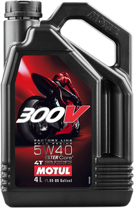Motul - 300V Synthetic Ester Oil - 5W-40 - 4L - 300V Factory Line Road Racing Synthetic 4T Engine Oil - 104115 Motul - 300V Synthetic Ester Oil - 5W-40 - 4L - 300V Factory Line Road Racing Synthetic 4T Engine Oil - 104115