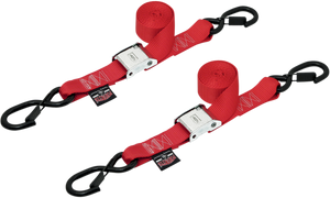 Powertye Mfg. - Cam Tie-Downs - 1-1/2" x 5-1/2' - Red - 1-1/2" Cam-Buckle with Safety Latch Hooks - 28621-S Powertye Mfg. - Cam Tie-Downs - 1-1/2" x 5-1/2' - Red - 1-1/2" Cam-Buckle with Safety Latch Hooks - 28621-S