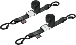 Powertye Mfg. - Cam Tie-Downs - 1-1/2" x 5-1/2' - Black - 1-1/2" Cam-Buckle with Safety Latch Hooks - 28622-S Powertye Mfg. - Cam Tie-Downs - 1-1/2" x 5-1/2' - Black - 1-1/2" Cam-Buckle with Safety Latch Hooks - 28622-S