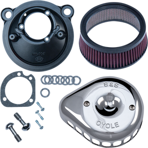 S&s Cycle - Mounted Air Cleaner - Chrome - XL - Mini Teardrop Stealth Air Cleaner Kit - 170-0439C