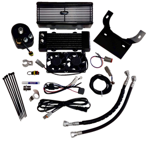 Ultracool - Oil Cooler Kit - Flat Black - 3.0 Below Regulator Mount Oil Cooler with Fan Kit for FLH - RF-2F Ultracool - Oil Cooler Kit - Flat Black - 3.0 Below Regulator Mount Oil Cooler with Fan Kit for FLH - RF-2F