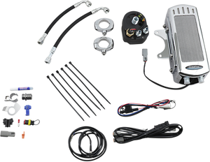 Ultracool - Side Mount Oil Cooler Kit - Chrome - Dyna - 3.0 Side Mount Oil Cooler with Fan Kit for Dyna - SMD-1C Ultracool - Side Mount Oil Cooler Kit - Chrome - Dyna - 3.0 Side Mount Oil Cooler with Fan Kit for Dyna - SMD-1C