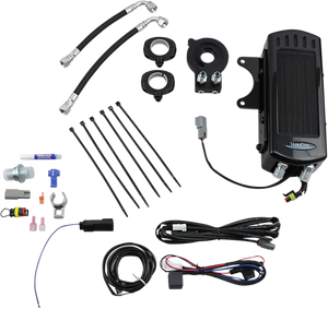 Ultracool - Frame Mount Oil Cooler Kit - Black - M8 - Covered Oil Cooler with Fans for M8 Touring Models with Full Size Engine Guard - SMT8-1G