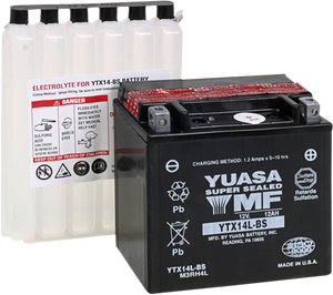 Yuasa - AGM Battery - YTX14L-BS .69 L - AGM Maintenance-Free Battery - YUAM3RH4L Yuasa - AGM Battery - YTX14L-BS .69 L - AGM Maintenance-Free Battery - YUAM3RH4L