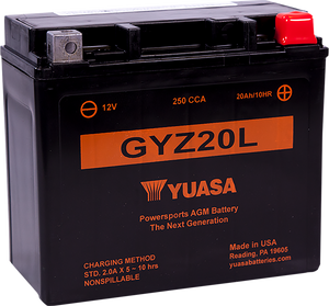 Yuasa - AGM Battery - GYZ20L - GYZ Factory-Activated AGM Maintenance-Free Battery - YUAM720GZ Yuasa - AGM Battery - GYZ20L - GYZ Factory-Activated AGM Maintenance-Free Battery - YUAM720GZ