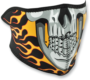 Zan Headgear - Half Mask - Burning Skull - Half Mask - WNFM061H Zan Headgear - Half Mask - Burning Skull - Half Mask - WNFM061H