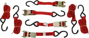Steadymate - Ratchet Tie-Downs - 1" x 1' - 4 Pack - Red - 1" X 12' Tie-Downs with Ratchet Buckles - 15531 Steadymate - Ratchet Tie-Downs - 1" x 1' - 4 Pack - Red - 1" X 12' Tie-Downs with Ratchet Buckles - 15531