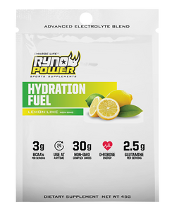 Ryno Power - Hydration Fuel Drink Mix - Lemon/Lime - 1 Serving - Hydration Fuel Electrolyte Drink Mix - SMP-HYD-LL Ryno Power - Hydration Fuel Drink Mix - Lemon/Lime - 1 Serving - Hydration Fuel Electrolyte Drink Mix - SMP-HYD-LL