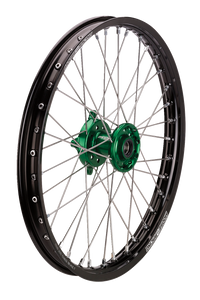 Moose Racing - SX-1 Complete Wheel - Front - Black Wheel/Green Hub - 21"x1.60" - Kawasaki - SX-1 Complete Wheels - KFN-16021-BKGN