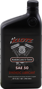 Klotz Oil - V Twin Synthetic Oil - 50W - 1 U.S. quart - V-Twin Synthetic Straight Weight Motor Oil - KH-50 Klotz Oil - V Twin Synthetic Oil - 50W - 1 U.S. quart - V-Twin Synthetic Straight Weight Motor Oil - KH-50
