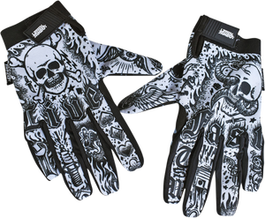 Lethal Threat - Tattoo Gloves - Black/White - XL - Tattoo Gloves - GL15017XL Lethal Threat - Tattoo Gloves - Black/White - XL - Tattoo Gloves - GL15017XL