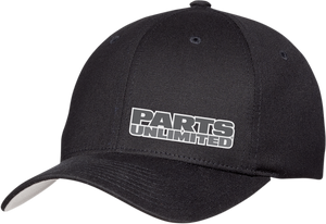 Throttle Threads - Parts Unlimited Curved Bill Hat - Black - Small/Medium - Fitted Curved Bill Hat - PSU29H51BKSM