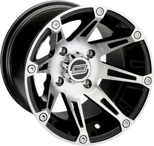 Moose Utility - Wheel - 387X - Rear - Machined Black - 12x8 - 4/110 - 2+6 - 387X Wheel - 387ML128110BW2