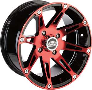Moose Utility - Wheel - 387X - Rear - Anodized Red/Black - 12x8 - 4/136 - 4+4 - 387X Wheel - 387MO128136BWR4