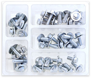Bolt - 8mm Hex Flange Bolt Assortment W/16mm Washer 40 Piece Kit - SV-M6SEMS