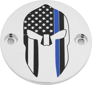 Custom Engraving - M8 Timer Cover Sparta Blue Line Chrome - LE02-63 Custom Engraving - M8 Timer Cover Sparta Blue Line Chrome - LE02-63